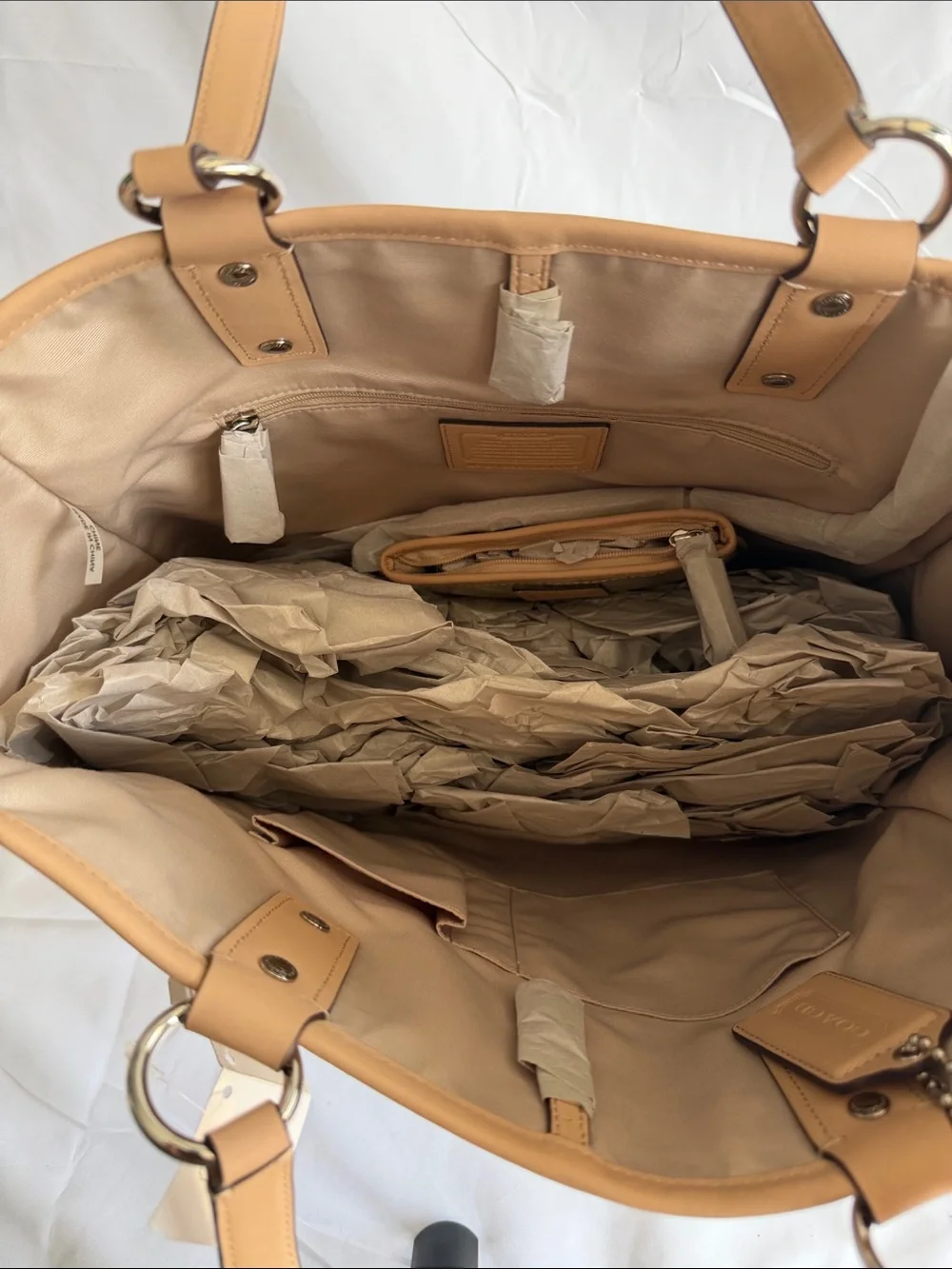 Coach Metallic Gold Tote with Tan Trim